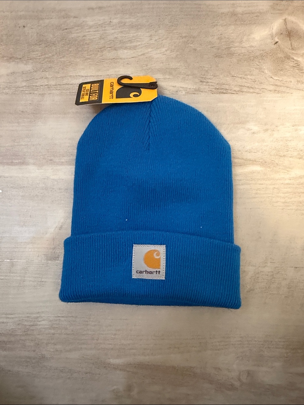 Carhartt Kids Blue Cuffed Knit Beanie with Logo Patch